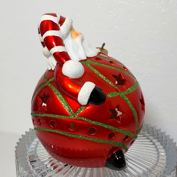 Christmas QVC Home Reflections Ceramic Santa Luminary Flameless LED Ornament - Picture 5 of 10